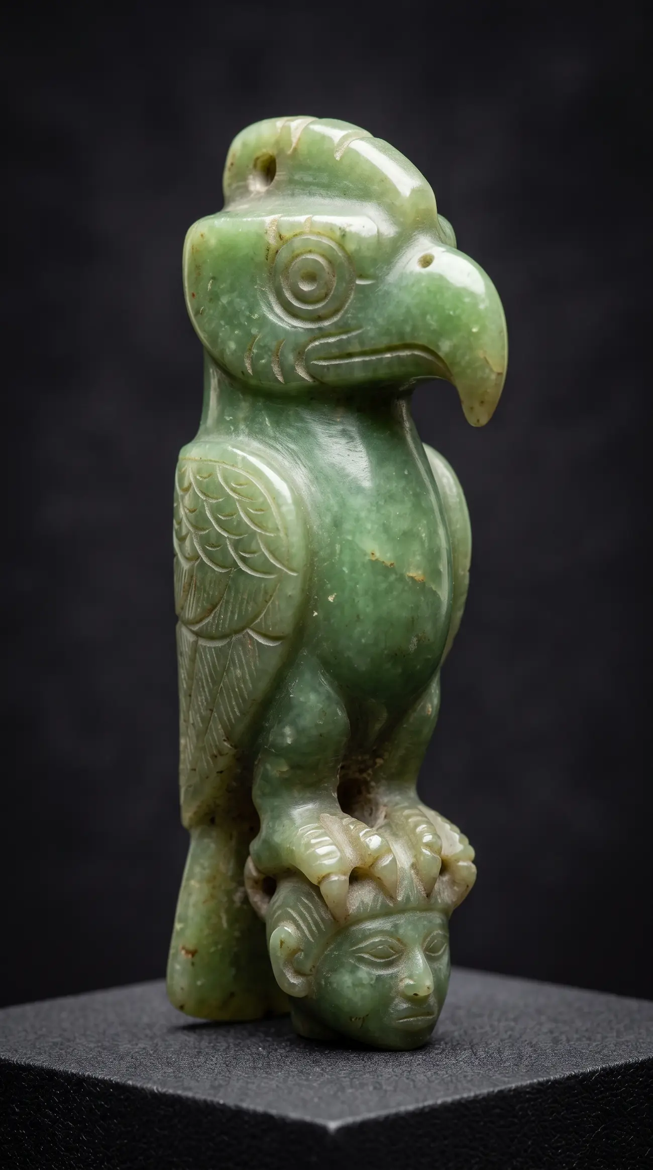 Amuleto ornitomorfo del Cóndor de La Hueca en jadeitita, Vieques
