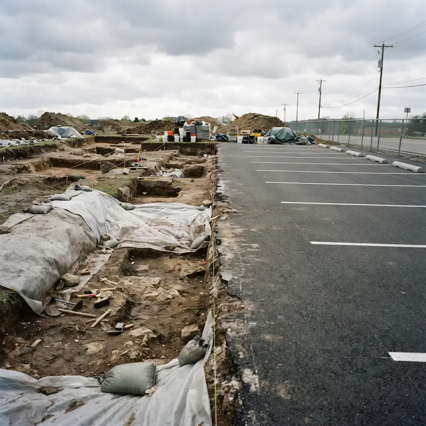 Excavación preservada bajo estacionamiento comercial