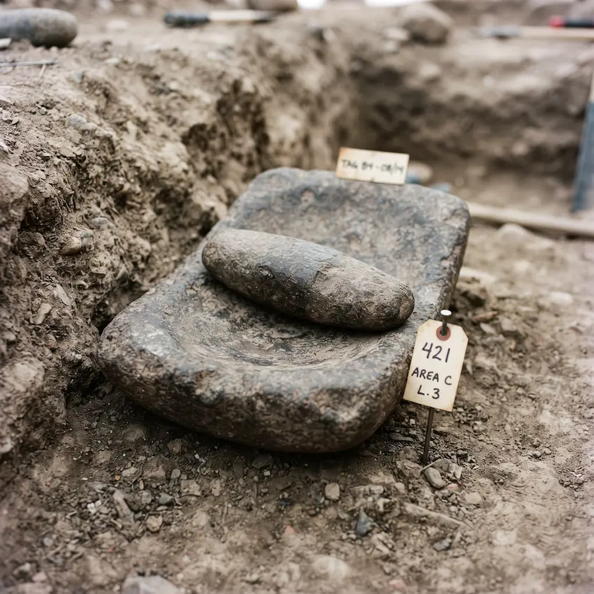 Metate y mano de moler, evidencia paleobotánica