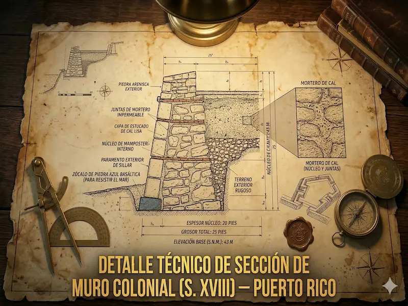 Detalle técnico de mampostería colonial